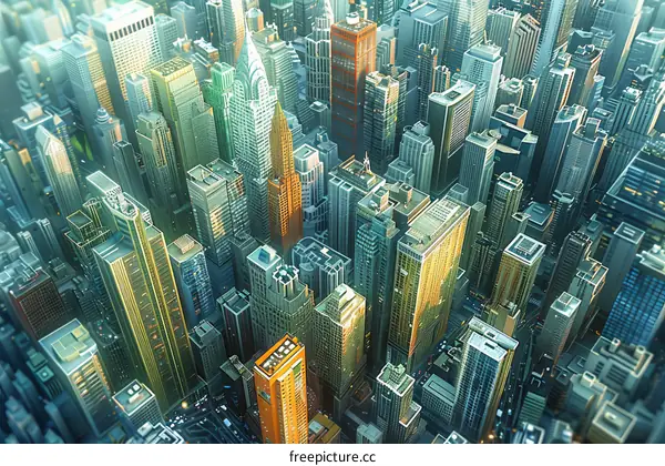 Modern City Skyline Architectural Illustration
