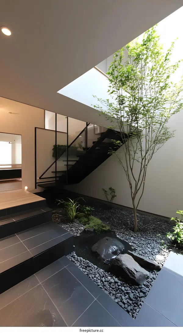 Modern Minimalist Home Interior Design with a Small Indoor Garden
