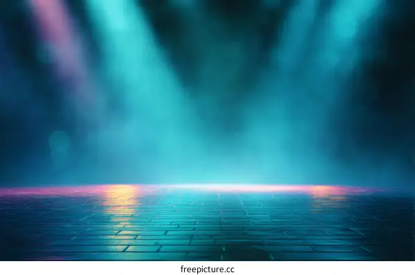 Neon Light Empty Stage Scene