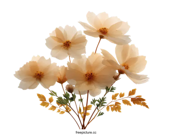 [Transparent Background PNG]Delicate Dried Cosmos Bouquet on White Background