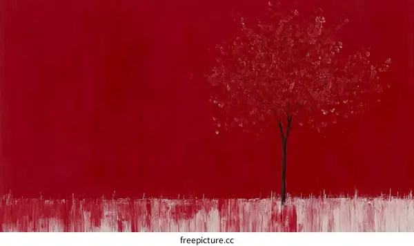 Abstract Red Tree Painting