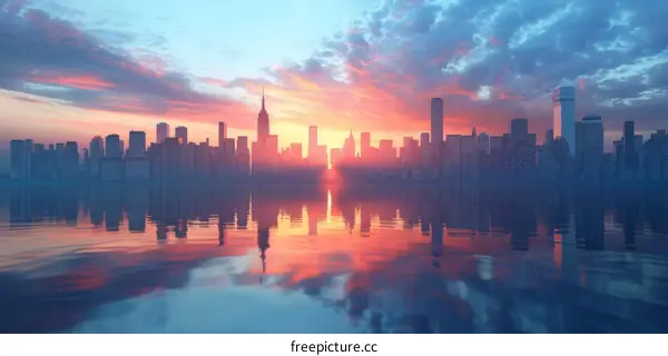 Sunrise over New York City Skyline