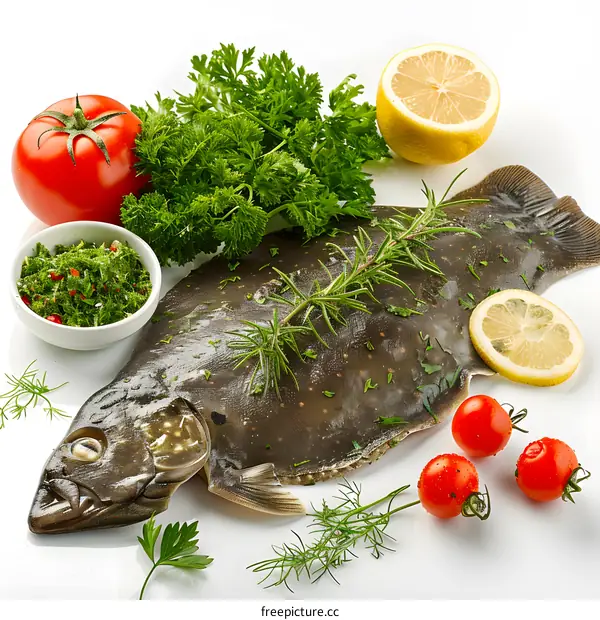Fresh fish with lemon and herbs
