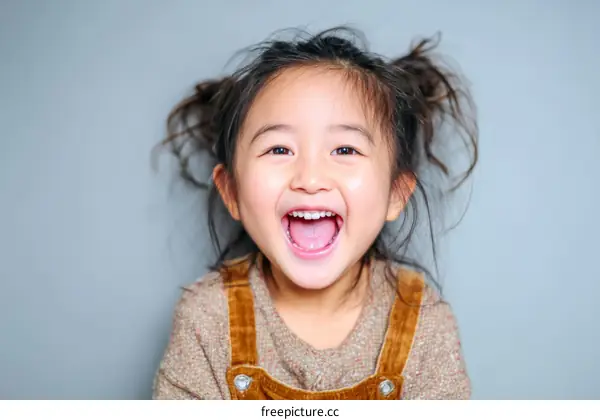 Joyful Child Portrait Against a Neutral Background