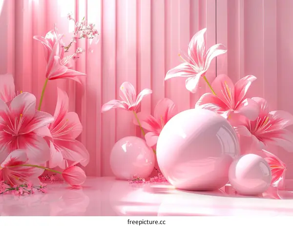 Pink Floral Still Life Arrangement