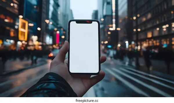 Blank Smartphone Screen in the City