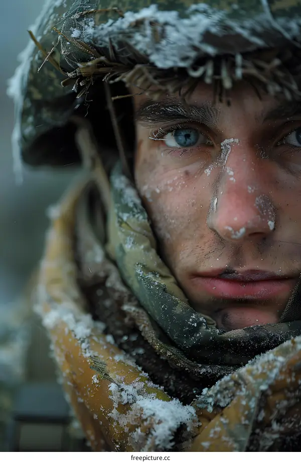 Portrait of a soldier in winter gear