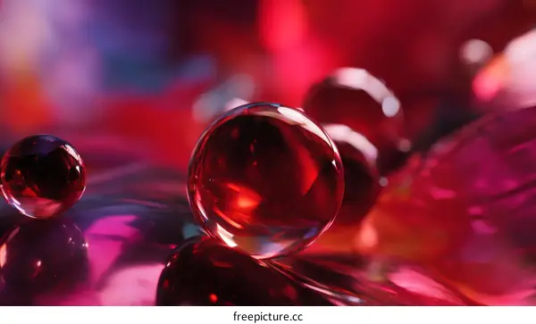 Abstract Red Glass Beads in a Vibrant Background
