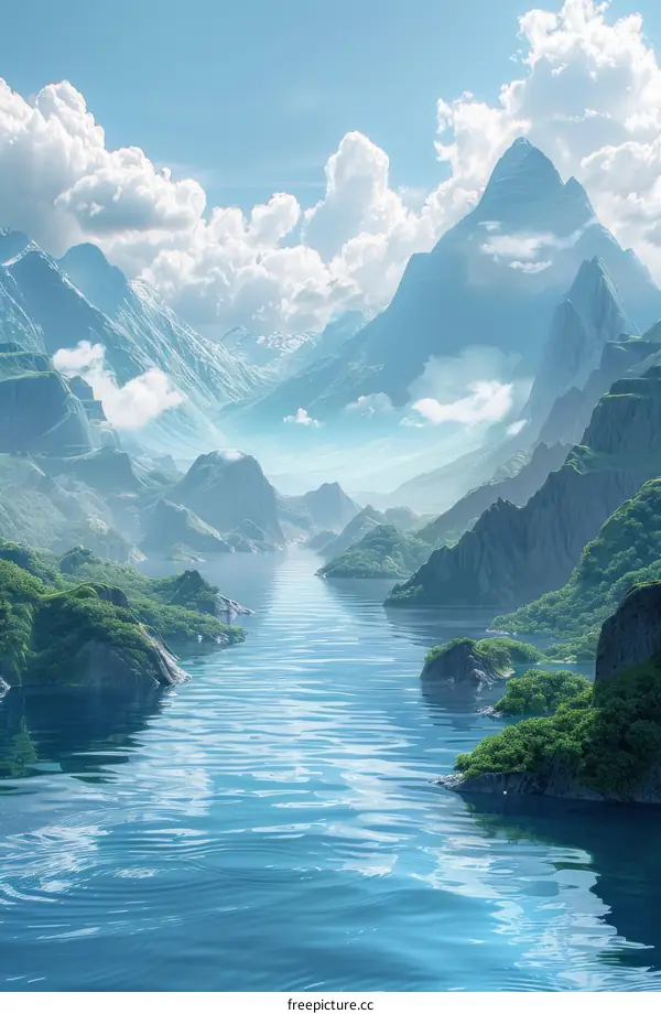 Majestic Mountain River Valley Scenery