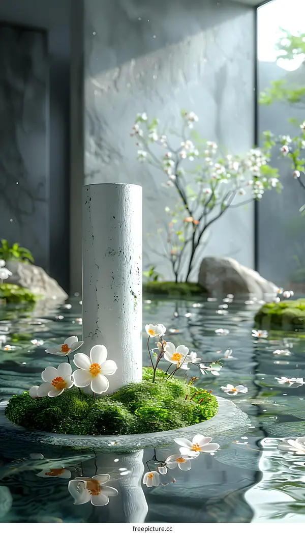 Serene Oasis: A Digital Render of Tranquility