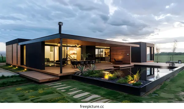 Modern Minimalist House with Swimming Pool and Patio