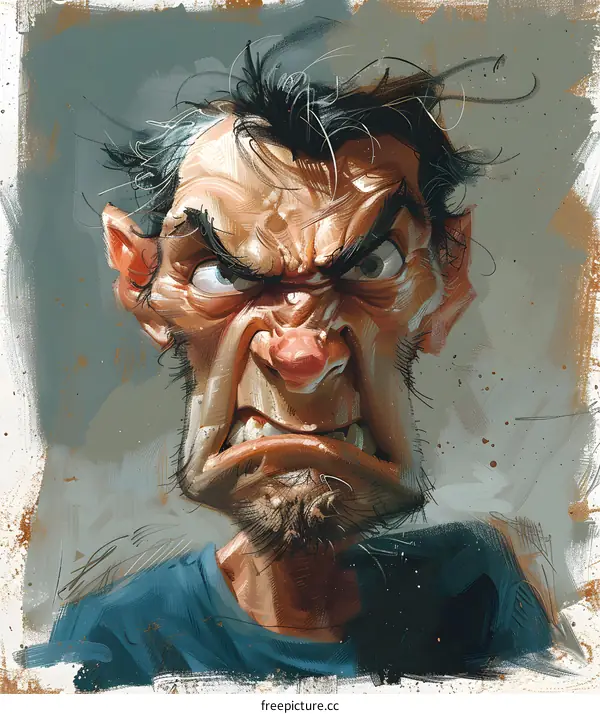 Angry Man Caricature Illustration