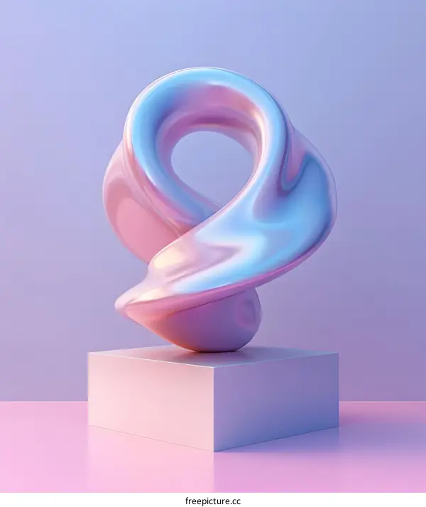 Abstract 3D Rendering of a Shiny, Smooth, Purple, and Blue Swirl