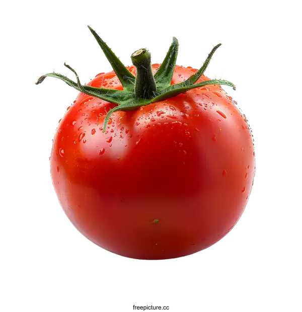 [Transparent Background PNG]Fresh red tomato with water droplets