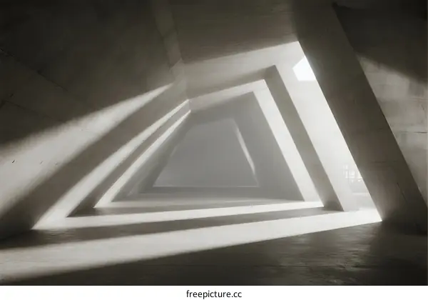 Geometric Concrete Structure with Light and Shadow Patterns