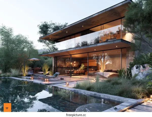 Modern luxury house with pool and terrace