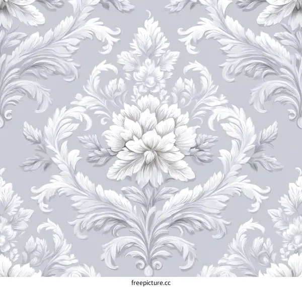 Elegant Gray Floral Damask Pattern Design