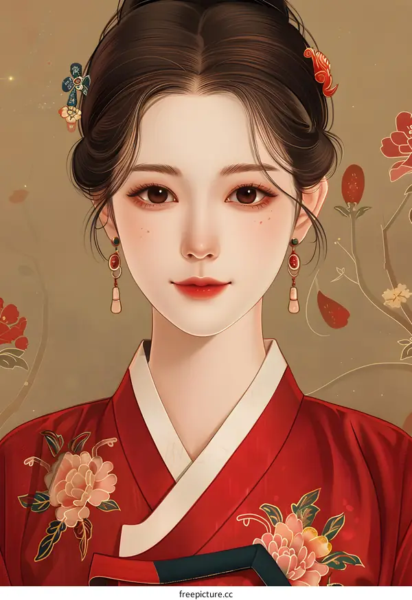 Portrait of a young woman in traditional Korean dress
