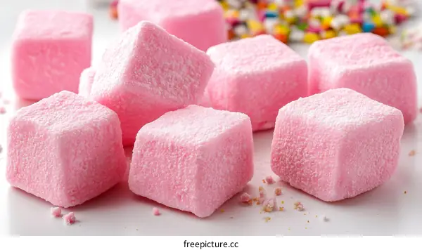 Pink Square Candy Cubes Close Up