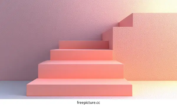Abstract Pink Steps against a Pastel Wall