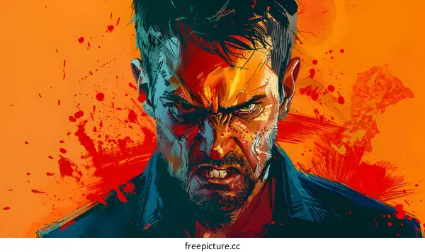 portrait of a man with a red background