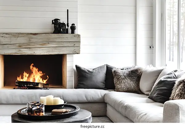 Cozy Modern Fireplace and Sectional Sofa Living Room