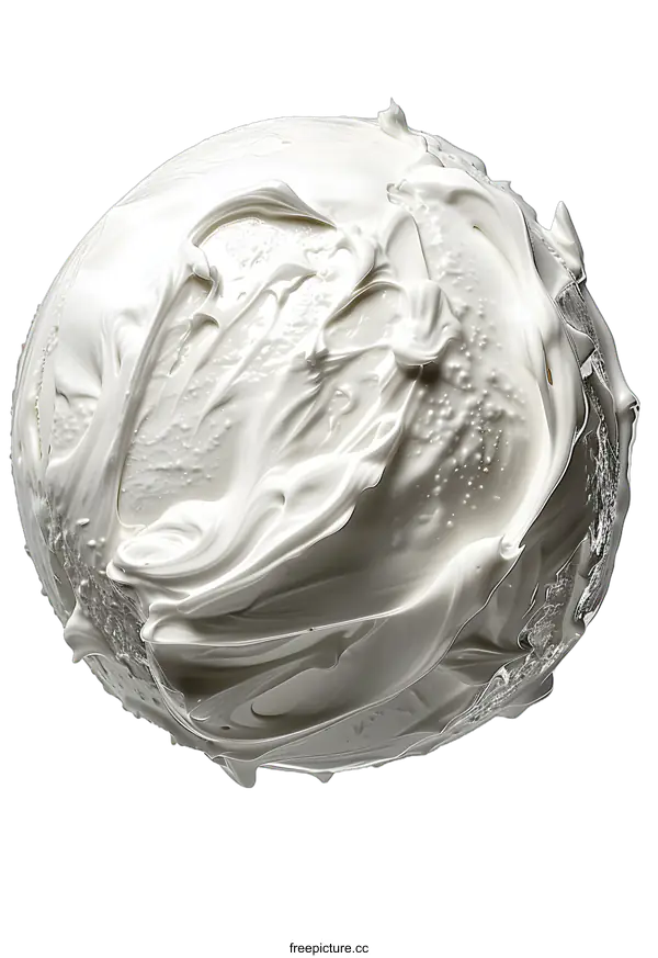 [Transparent Background PNG]White cream sphere on white background