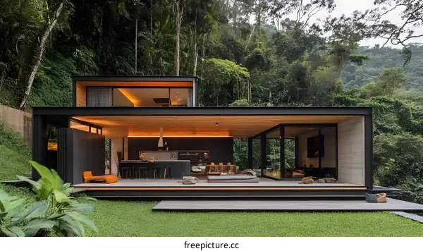 Modern Minimalist House Surrounded by Lush Greenery