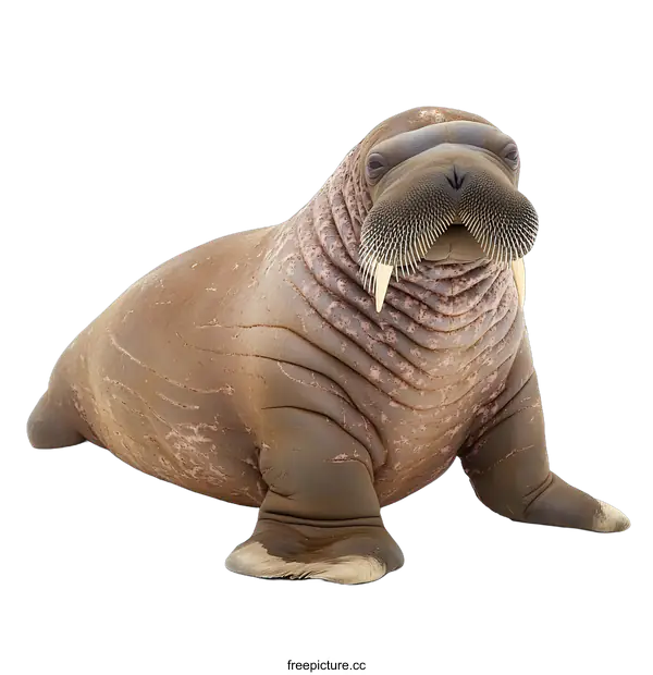 [Transparent Background PNG]Walrus with Whiskers on a White Background