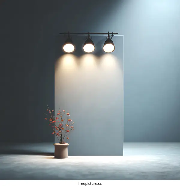 Modern Minimalist Wall Display with Spotlights
