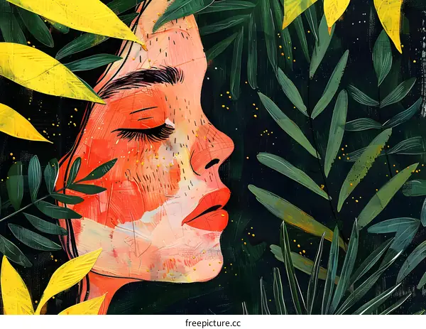 Woman with Closed Eyes in Jungle