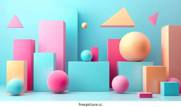 Pastel Geometric Shapes Abstract Background