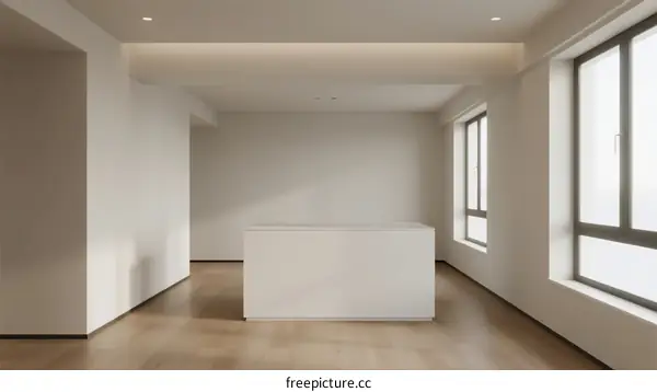 Modern empty room with white walls and wooden floor