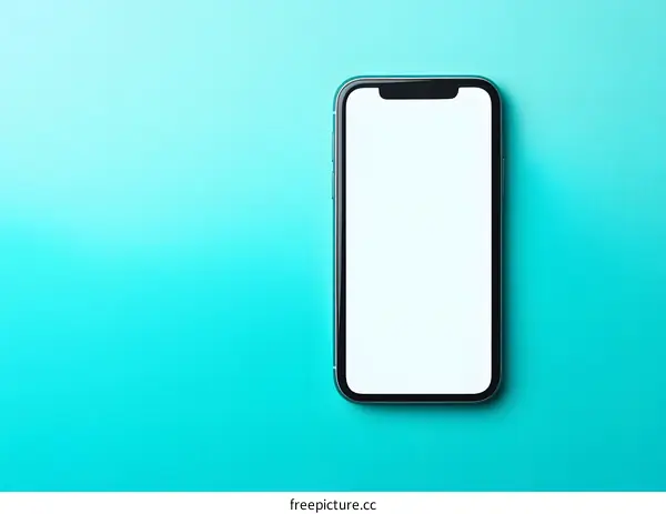 Blank Screen Smartphone on Blue Background