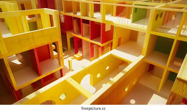 Wooden Model of a Colorful Building