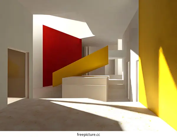 Interior Design with Red Yellow and White Colors