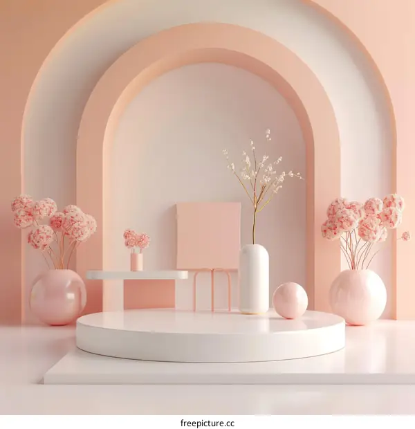 Modern Home Decoration with Simple Style in Pink and White