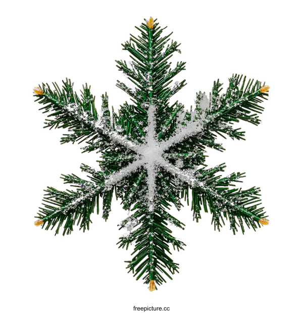 [Transparent Background PNG]Green Pine Branches Arranged In Snowflake Shape