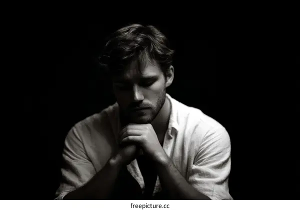 Close Up Portrait of a Man in Deep Thought