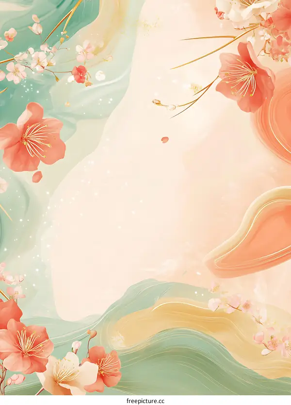 Abstract Floral Background With Peach Blossoms