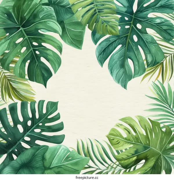 Vibrant Watercolor Tropical Leaves and Plants