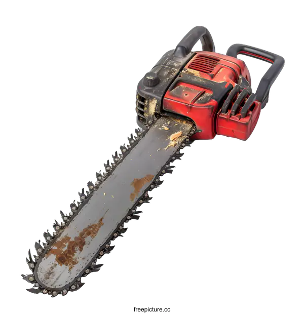 [Transparent Background PNG]Red Chainsaw Isolated On White Background