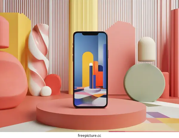Abstract Colorful Background With Phone Mockup