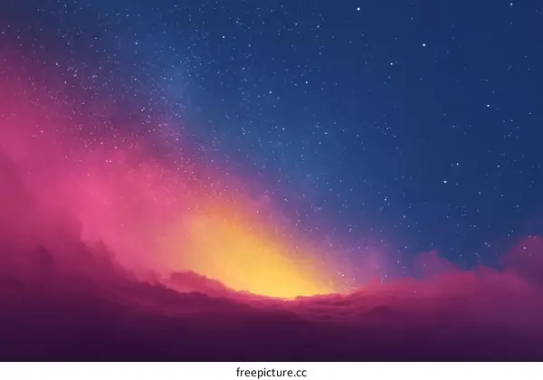 Colorful Starry Night Sky Cloudscape