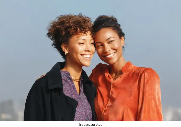 Two African American Women Smiling Outdoors