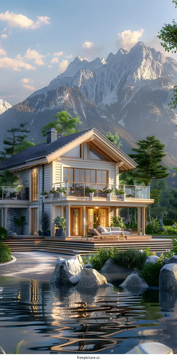 A modern villa built on a hillside