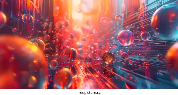Abstract Background with Glowing Spheres