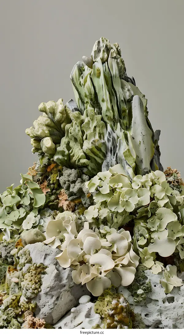 Close Up of Lichen Growing on Rocks