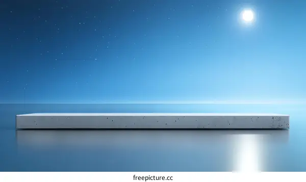 Empty Concrete Platform Under a Night Sky