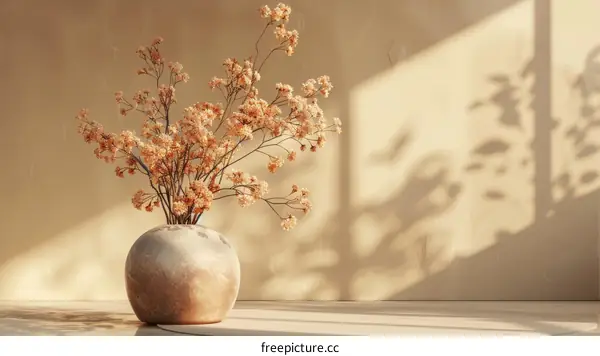A dried flower arrangement in an elegant vase